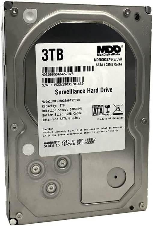 Internal Surveillance Hard Drive - 7200PM SATA 3.5 inch 32MB Cache - MDD - Securegates Inc 